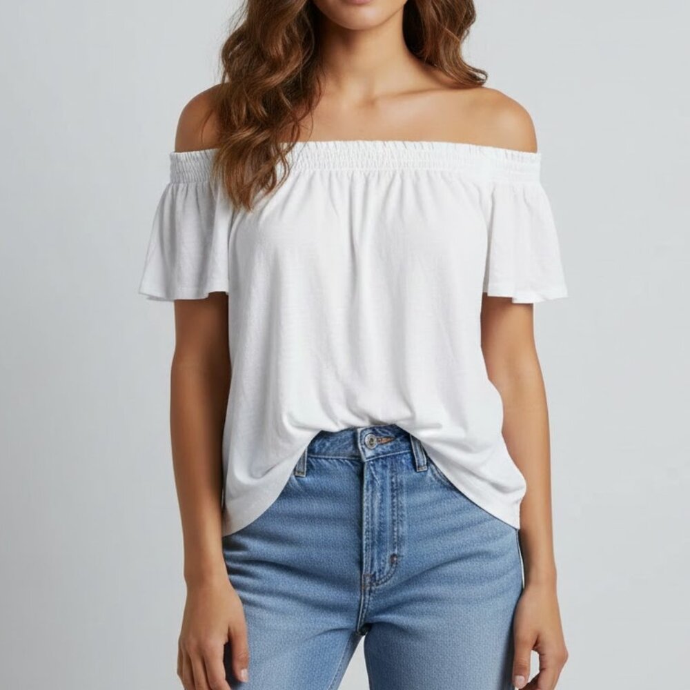 Michael Stars White Off-the-Shoulder Top – Flowy & Lightweight
